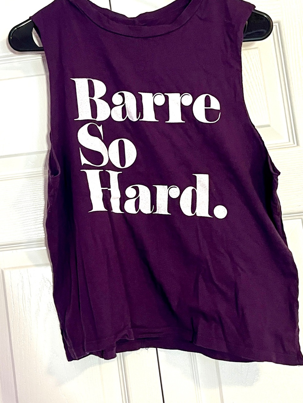 Good hYOUman. Purple Muscle Tank Top 'Barre So Hard.'